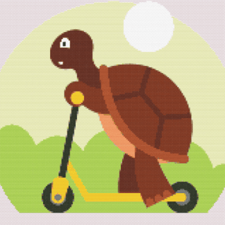 Turtle riding a scooter